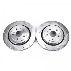 Chevrolet Camaro Brake Rotors (2) - Rear - PowerStop - Evolution Drilled & Slotted - Silver - `16-`19