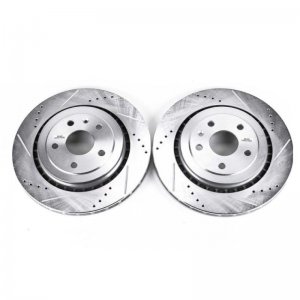 Chevrolet Camaro Brake Rotors (2) - Rear - PowerStop - Evolution Drilled & Slotted - Silver - `16-`19