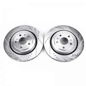 Chevrolet Camaro Brake Rotors (2) - Rear - PowerStop - Evolution Drilled & Slotted - Silver - `16-`19