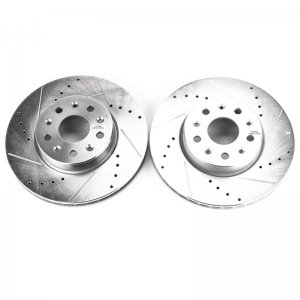 Chevrolet Camaro Brake Rotor (2) - Front - PowerStop - Evolution Drilled & Slotted - Silver - `16-`19