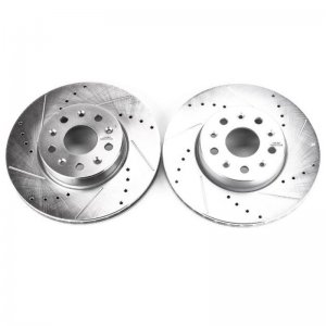 Chevrolet Camaro Brake Rotor (2) - Front - PowerStop - Evolution Drilled & Slotted - Silver - `16-`19