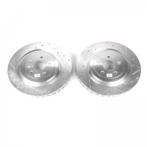 Chevrolet Camaro Brake Rotors (2) - Rear - PowerStop - Evolution Drilled & Slotted Rotors - Silver - `10-`15