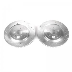 Chevrolet Camaro Brake Rotors (2) - Rear - PowerStop - Evolution Drilled & Slotted Rotors - Silver - `10-`15