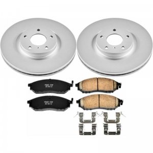 Nissan 350Z Brake Kit - Front - PowerStop - Genuine Geomet Coated Rotors + Z17 Ceramic Pads + Stainless-Steel Hardware - `06-`09
