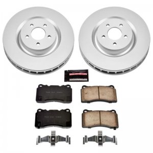 Ford Mustang Brake Kit - Front - PowerStop - Genuine Geomet Coated Rotors + Z17 Low-Dust Ceramic Pads - `07-`14