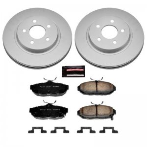 Ford Mustang Brake Kit - Rear - PowerStop - Coated Rotors + Low-Dust Ceramic Pads - `11-`14