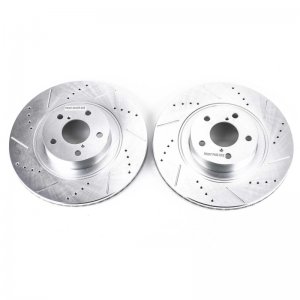 Subaru Forester Brake Rotors (2) - Front - PowerStop - Evolution Drilled & Slotted - Silver - `09-`18