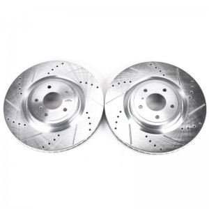 Nissan 350Z Brake Rotors (2) - Front - PowerStop - Evolution Drilled & Slotted - Silver - 2009
