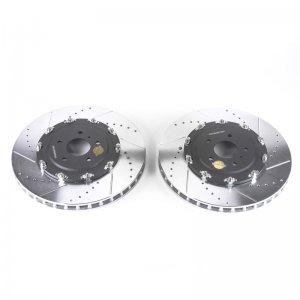 Nissan GT-R Brake Rotors (2) - Front - PowerStop - Evolution Drilled & Slotted - Silver - `09-`11