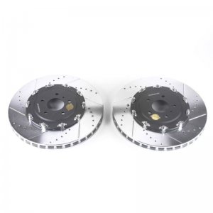 Nissan GT-R Brake Rotors (2) - Front - PowerStop - Evolution Drilled & Slotted - Silver - `09-`11