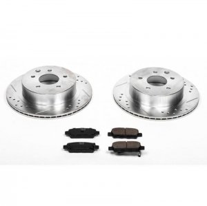 Nissan 350Z Brake Kit - Rear - PowerStop - Drilled & Slotted Rotors + Carbon-Fiber Ceramic Pads - `03-`05