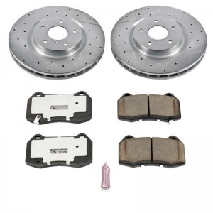 Nissan 350Z Brake Kit - Front - PowerStop - Drilled & Slotted Rotors + Carbon-Fiber Ceramic Pads - `03-`08