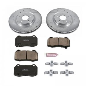 Nissan 350Z Brake Kit - Front - PowerStop - Drilled & Slotted Rotors + Carbon-Fiber Ceramic Pads - `03-`08