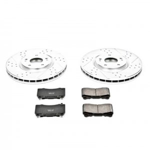 Mitsubishi Lancer Brake Kit - Front - PowerStop - Drilled & Slotted Rotors + Carbon-Fiber Ceramic Pads - `03-`06