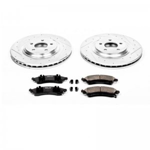 Ford Mustang Brake Kit - Front - PowerStop - Drilled & Slotted Rotors + Carbon-Fiber Ceramic Pads - 2001