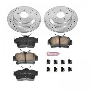 Ford Mustang Brake Kit - Rear - PowerStop - Drilled & Slotted Rotors + Carbon-Fiber Ceramic Pads - 2001
