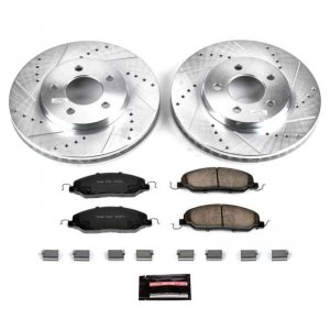 Ford Mustang Brake Kit - Front - PowerStop - Drilled & Slotted Rotors + Carbon-Fiber Ceramic Pads - `05-`10