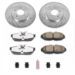 Ford Mustang Brake Kit - Rear - PowerStop - Drilled & Slotted Rotors + Carbon-Fiber Ceramic Pads - `05-`11