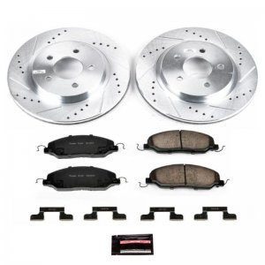 Ford Mustang Brake Kit - Rear - PowerStop - Drilled & Slotted Rotors + Carbon-Fiber Ceramic Pads - `05-`11