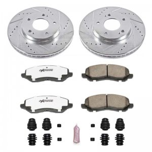 Mitsubishi Lancer Brake Kit - Front - PowerStop - Drilled & Slotted Rotors + Carbon-Fiber Ceramic Pads - `04-`06