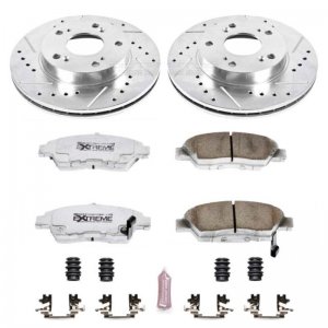 Acura RSX Brake Kit - Front - PowerStop - Drilled & Slotted Rotors + Carbon-Fiber Ceramic Pads - `02-`06