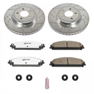 Dodge Challenger Brake Kit - Front - PowerStop - Drilled/Slotted Rotors + Carbon-Fiber Ceramic Pads - `09-`21