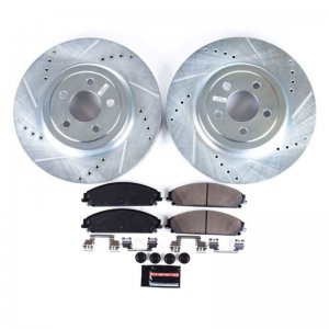 Dodge Challenger Brake Kit - Front - PowerStop - Z23 Evolution Sport + Drilled & Slotted Rotors + Carbon-Fiber Ceramic Pads - `09-`21