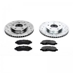 Mitsubishi Lancer Brake Kit - Front - PowerStop - Drilled & Slotted Rotors + Carbon-Fiber Ceramic Pads - `08-`17