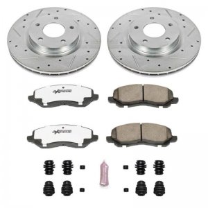 Mitsubishi Lancer Brake Kit - Front - PowerStop - Drilled & Slotted Rotors + Carbon-Fiber Ceramic Pads - `08-`16