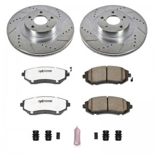 Subaru Forester Brake Kit - Front - PowerStop - Drilled & Slotted Rotors + Carbon-Fiber Ceramic Pads + Hardware - `09-`10
