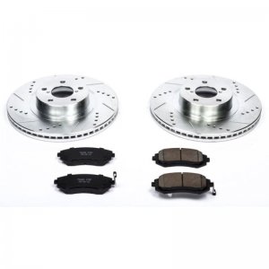 Subaru Forester Brake Kit - Front - PowerStop - Drilled & Slotted Rotors + Carbon-Fiber Ceramic Pads + Hardware - `09-`10