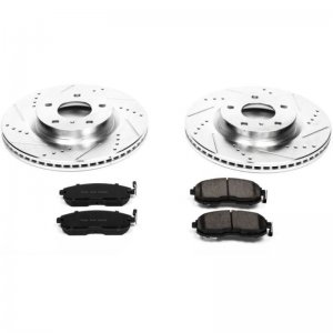 Nissan 350Z Brake Kit - Front - PowerStop - Drilled & Slotted Rotors + Carbon-Fiber Ceramic Pads - `03-`05