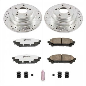 Subaru Forester Brake Kit - Rear - PowerStop - Drilled & Slotted Rotors + Carbon-Fiber Ceramic Pads - `04-`08