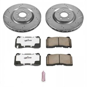 Ford Mustang Brake Kit - Front - PowerStop - Drilled & Slotted Rotors + Carbon-Fiber Ceramic Pads - `07-`14