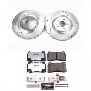 Mitsubishi Lancer Brake Kit - Front - PowerStop - Drilled & Slotted Rotors + Carbon-Fiber Ceramic Pads - `08-`15