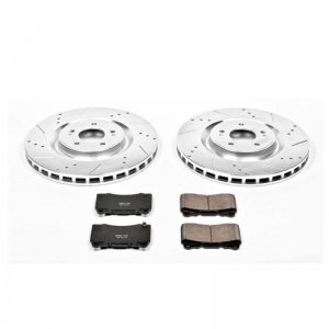 Mitsubishi Lancer Brake Kit - Front - PowerStop - Drilled & Slotted Rotors + Carbon-Fiber Ceramic Pads - `08-`15