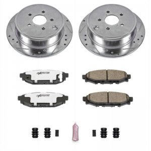 Subaru Forester Brake Kit - Rear - PowerStop - Drilled & Slotted Rotors + Carbon-Fiber Ceramic Pads - `09-`13