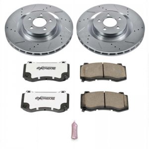 Dodge Challenger Brake Kit - Front - PowerStop - Drilled & Slotted Rotors + Carbon-Fiber Ceramic Pads - `08-`21