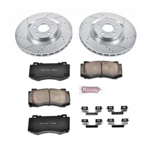 Dodge Challenger Brake Kit - Front - PowerStop - Drilled & Slotted Rotors + Carbon-Fiber Ceramic Pads - `08-`21