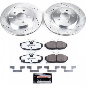 Ford Mustang Brake Kit - Rear - PowerStop - Drilled & Slotted Rotors + Carbon-Fiber Ceramic Pads + Hardware - 2012