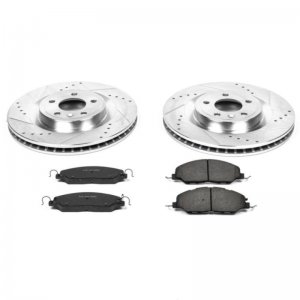 Ford Mustang Brake Kit - Front - PowerStop - Drilled & Slotted Rotors + Carbon-Fiber Ceramic Pads - `11-`14