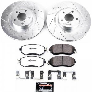 Subaru Forester Brake Kit - Front - PowerStop - Drilled & Slotted Rotors + Carbon-Fiber Ceramic Pads - `10-`18