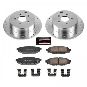 Subaru Forester Brake Kit - Rear - PowerStop - Drilled & Slotted Rotors + Carbon-Fiber Ceramic Pads - `14-`18