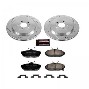 Ford Mustang Brake Kit - Rear - PowerStop - Drilled & Slotted Rotors + Carbon-Fiber Ceramic Pads - `13-`14