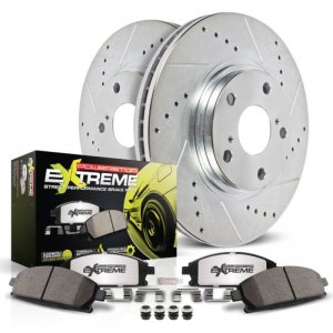 Ford Mustang Brake Kit - Rear - PowerStop - Drilled & Slotted Rotors + Carbon-Fiber Ceramic Pads - `15-`19