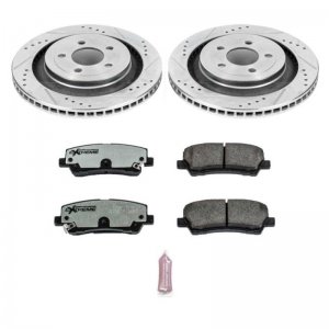 Ford Mustang Brake Kit - Rear - PowerStop - Drilled & Slotted Rotors + Carbon-Fiber Ceramic Pads - `15-`19