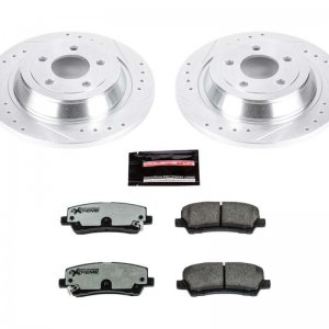 Ford Mustang Brake Kit - Rear - PowerStop - Drilled & Slotted Rotors + Carbon-Fiber Ceramic Pads - `15-`19