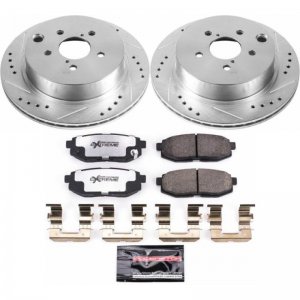 Subaru Forester Brake Kit - Rear - PowerStop - Drilled & Slotted Rotors + Carbon-Fiber Ceramic Pads - `14-`18