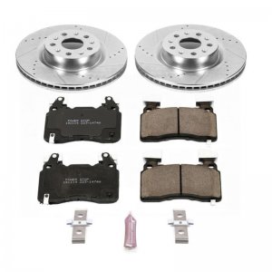 Chevrolet Camaro Brake Kit - Front - PowerStop - Drilled & Slotted Rotors + Carbon-Fiber Ceramic Pads - `16-`21