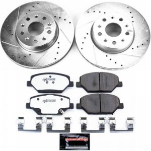 Chevrolet Camaro Brake Kit - Front - PowerStop - Drilled & Slotted Rotors + Carbon-Fiber Ceramic Pads - `16-`21
